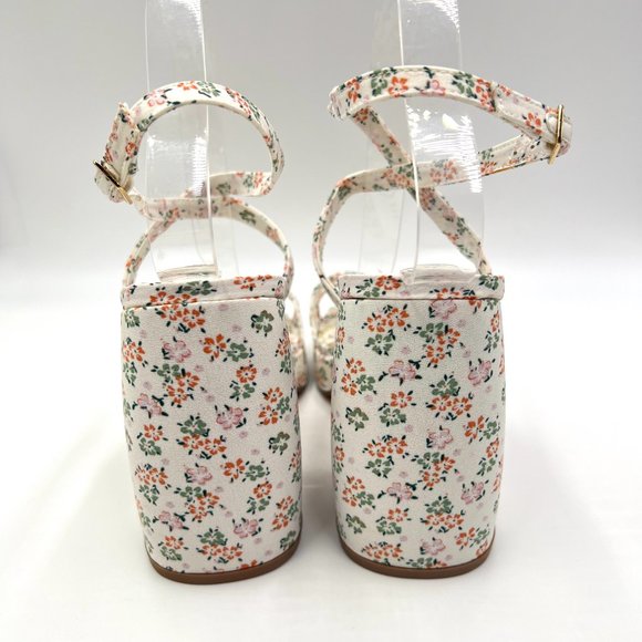 Katy Perry Size 9 The Meadow White Pink Floral Chunky Block Heel Sandals Shoes - Picture 7 of 15